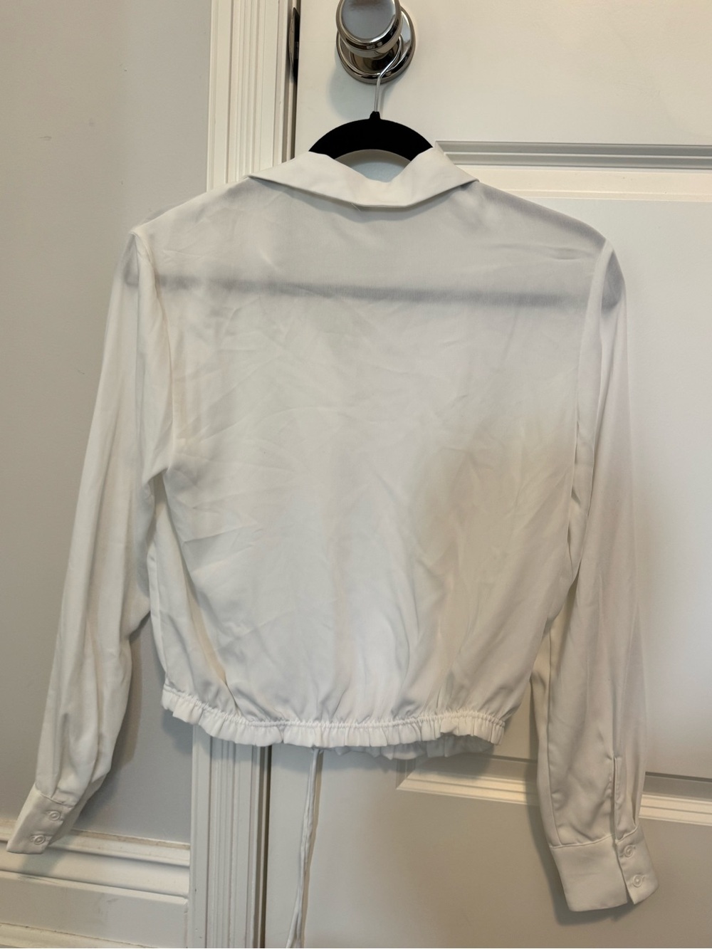 Dynamite White Drawstring Hem Button-Front Shirt - Picture 2 of 3